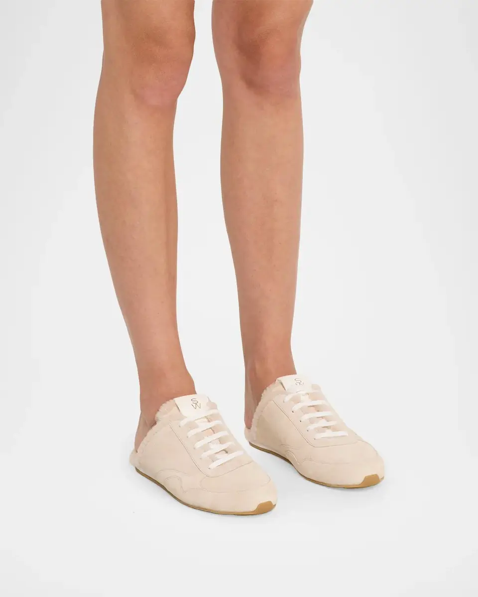 Stuart Weitzman Bond Suede & Shearling Lace-Up Mules | Thumbnail 2 Stuart Weitzman Bond Suede & Shearling Lace-Up Mules | Thumbnail 2
