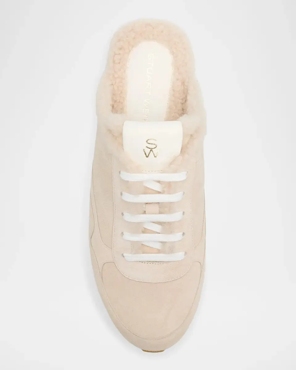 Stuart Weitzman Bond Suede & Shearling Lace-Up Mules | Thumbnail 6 Stuart Weitzman Bond Suede & Shearling Lace-Up Mules | Thumbnail 6