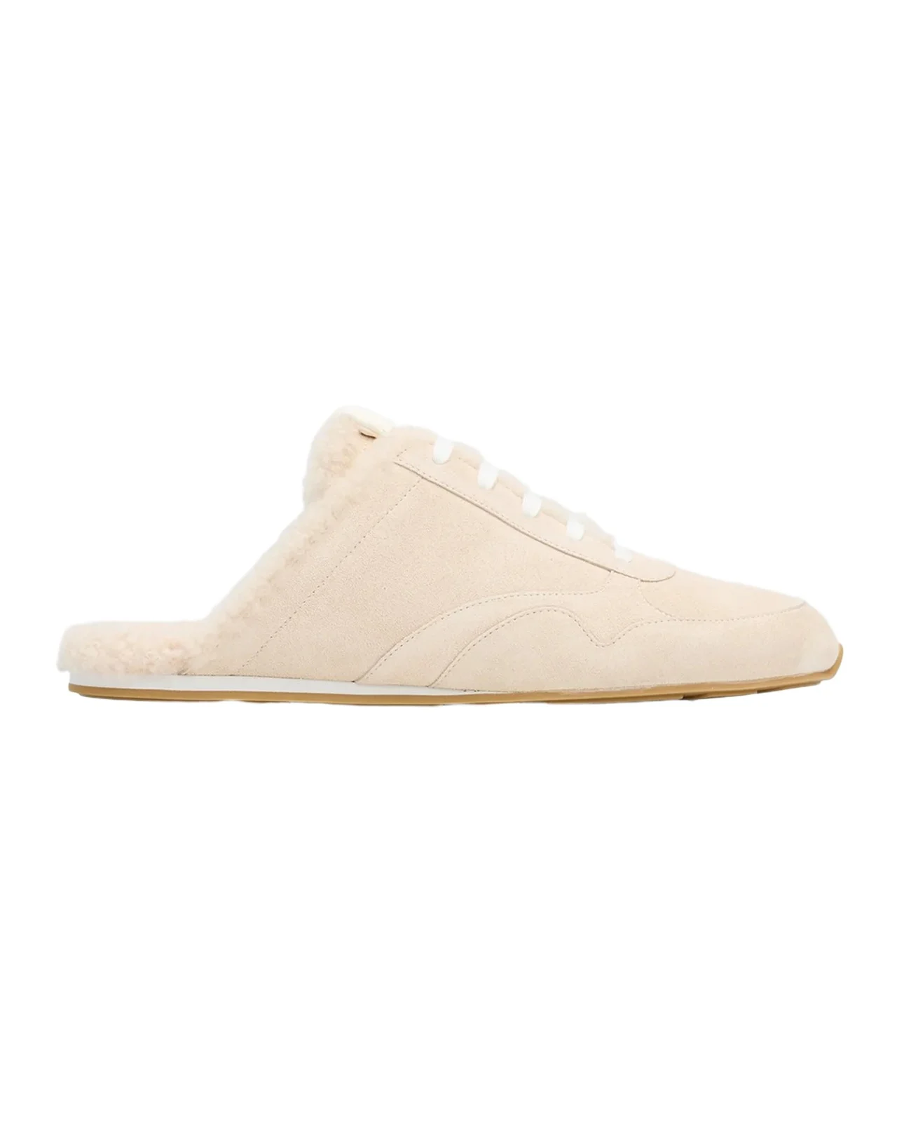 Stuart Weitzman Bond Suede & Shearling Lace-Up Mules