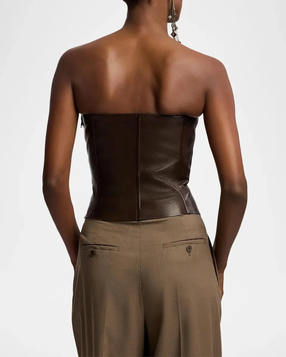 Ralph Lauren Collection Carolin Lambskin Bustier | Thumbnail 3 Ralph Lauren Collection Carolin Lambskin Bustier | Thumbnail 3
