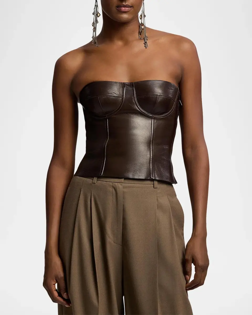 Ralph Lauren Collection Carolin Lambskin Bustier | Thumbnail 4 Ralph Lauren Collection Carolin Lambskin Bustier | Thumbnail 4