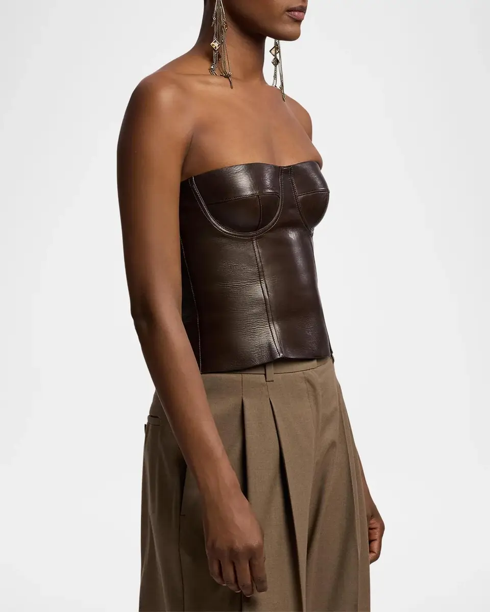 Ralph Lauren Collection Carolin Lambskin Bustier | Thumbnail 6 Ralph Lauren Collection Carolin Lambskin Bustier | Thumbnail 6