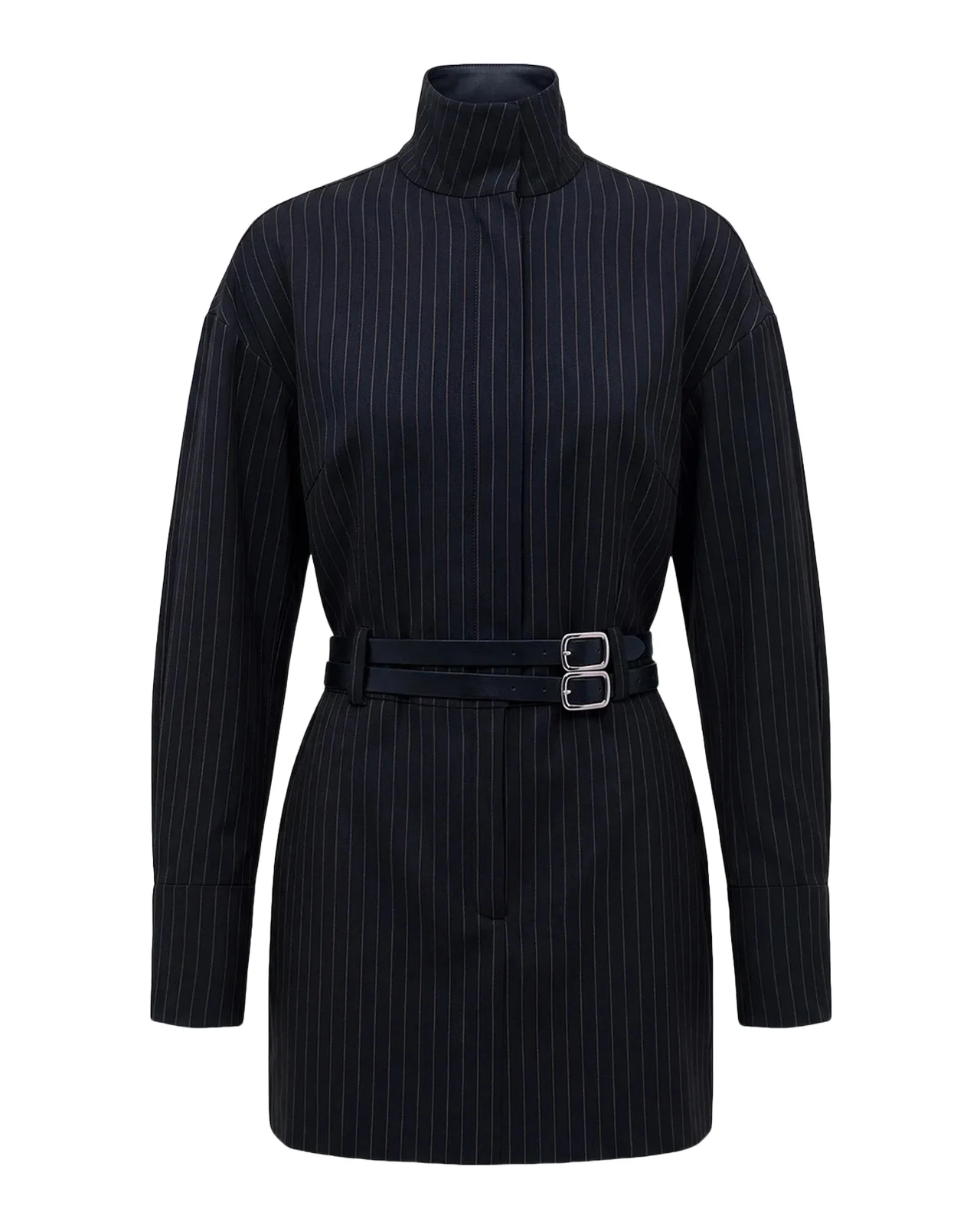 NICHOLAS Mara Belted Pinstripe Mini Shift Dress