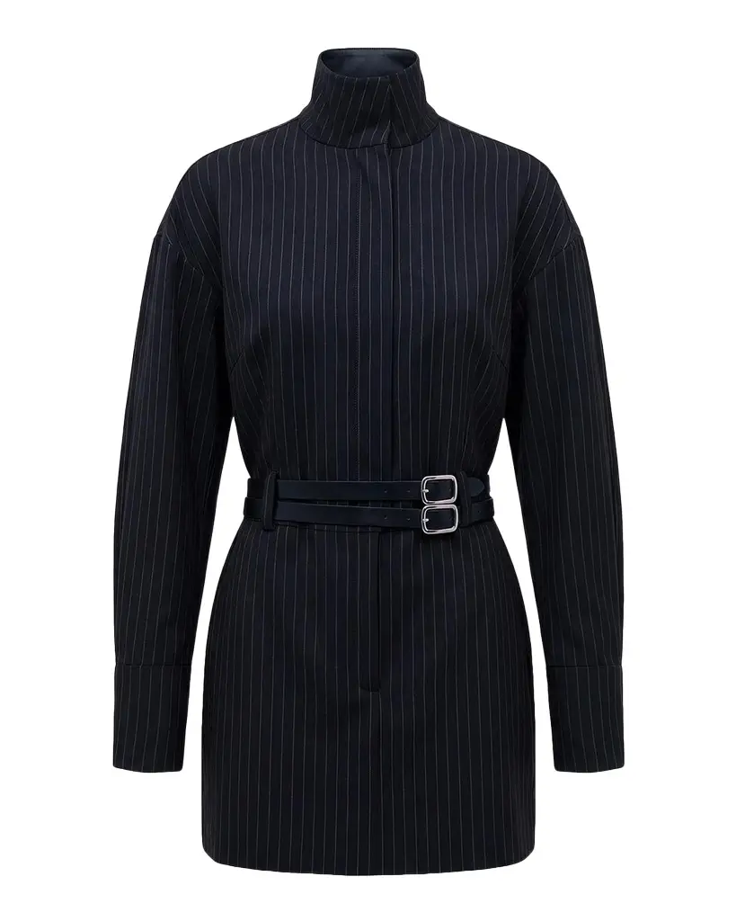 NICHOLAS Mara Belted Pinstripe Mini Shift Dress