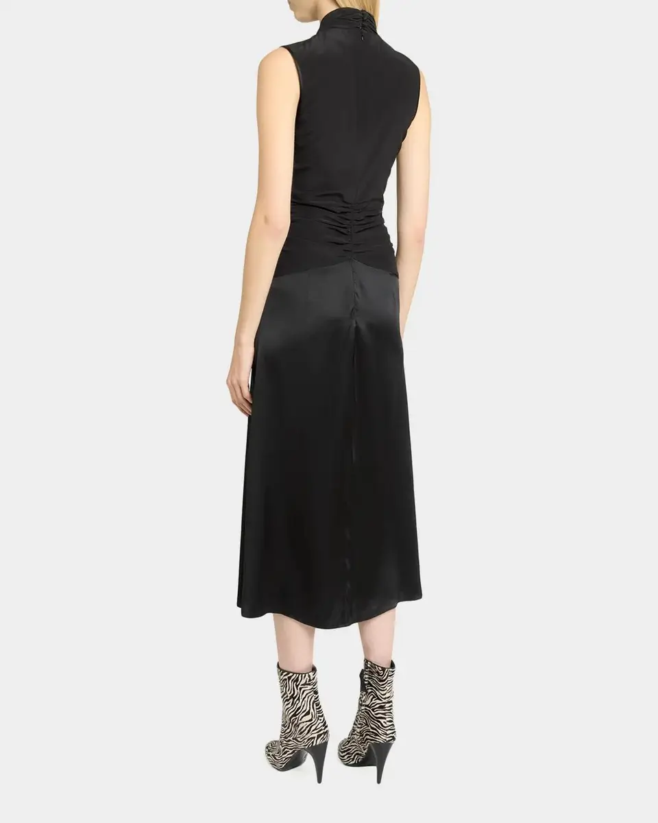 Isabel Marant Delfi Sleeveless Ruched Keyhole Satin Midi Dress | Thumbnail 3 Isabel Marant Delfi Sleeveless Ruched Keyhole Satin Midi Dress | Thumbnail 3