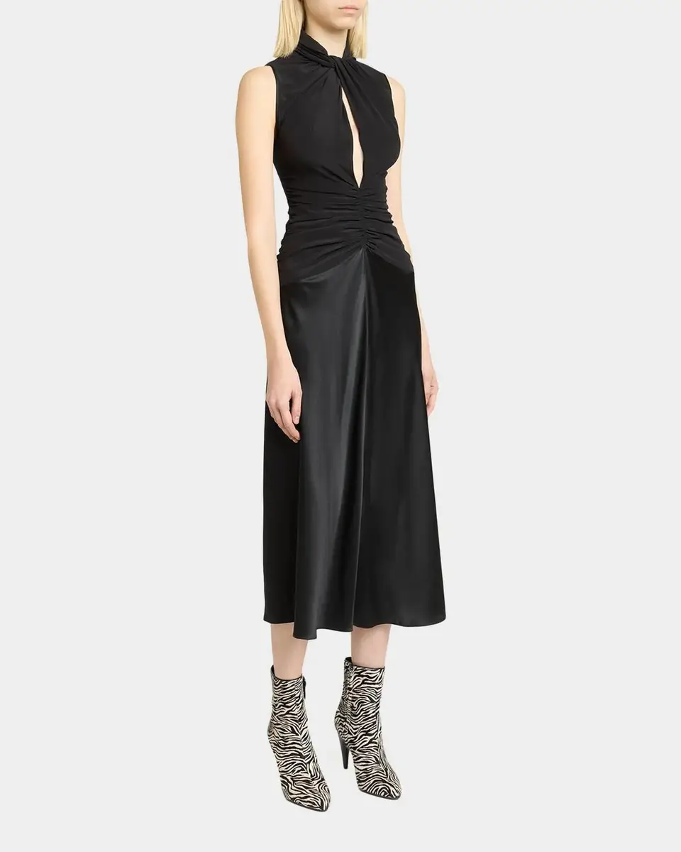 Isabel Marant Delfi Sleeveless Ruched Keyhole Satin Midi Dress | Thumbnail 4 Isabel Marant Delfi Sleeveless Ruched Keyhole Satin Midi Dress | Thumbnail 4