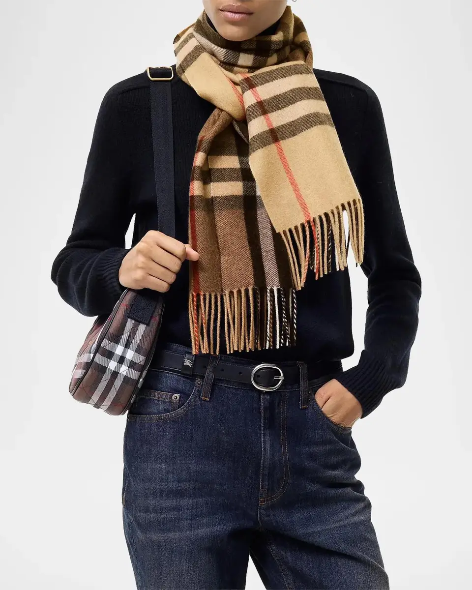 Burberry Men's Gradient Check Cashmere Scarf | Thumbnail 3 Burberry Men's Gradient Check Cashmere Scarf | Thumbnail 3