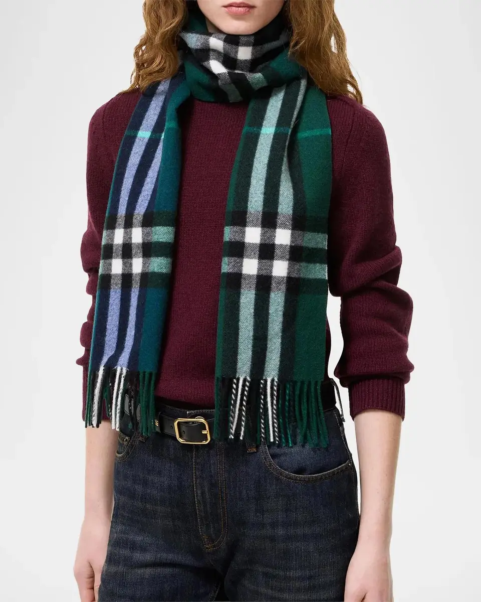 Burberry Men's Gradient Check Cashmere Scarf | Thumbnail 2 Burberry Men's Gradient Check Cashmere Scarf | Thumbnail 2
