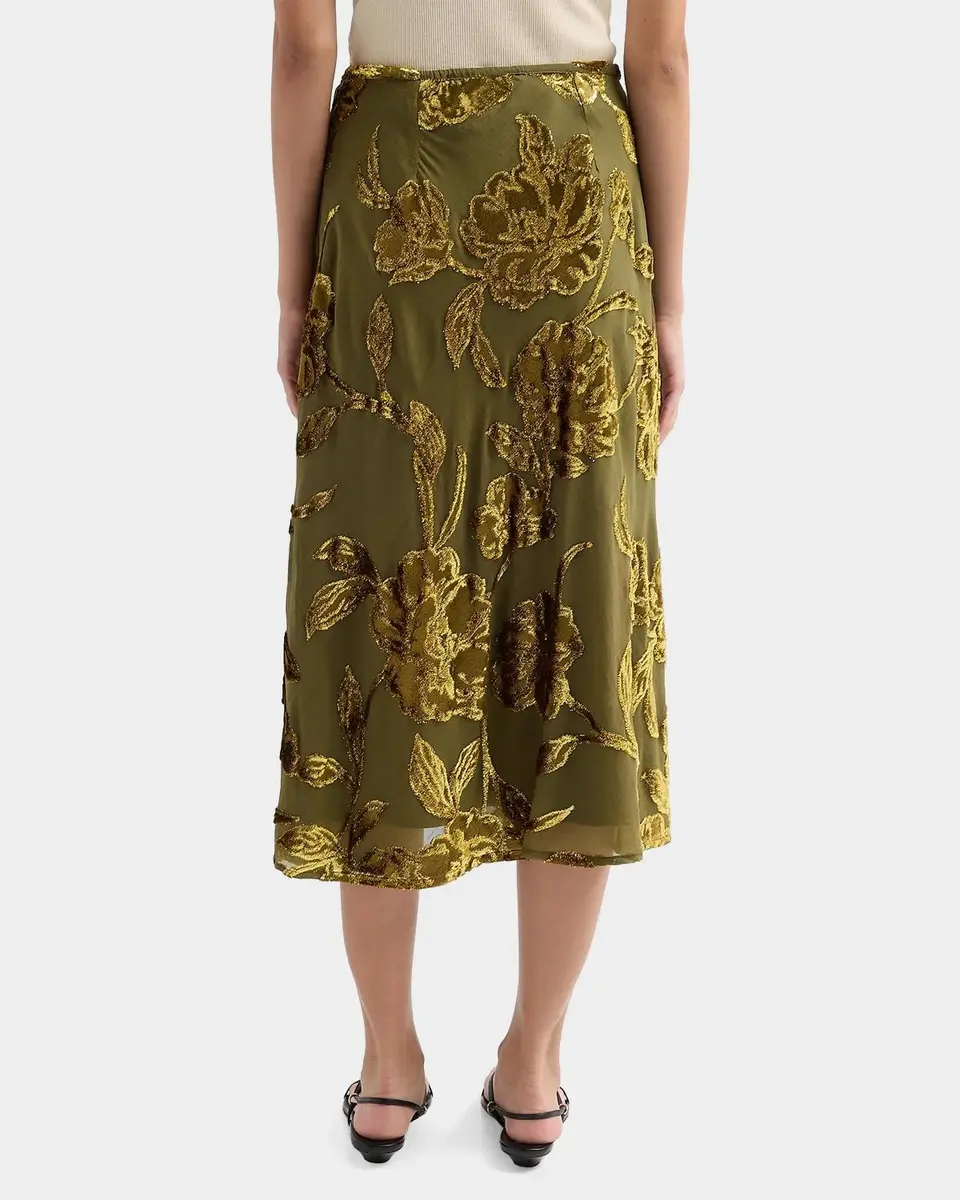 Johnny Was Endora Ruched Floral Velvet Midi Skirt | Thumbnail 3 Johnny Was Endora Ruched Floral Velvet Midi Skirt | Thumbnail 3