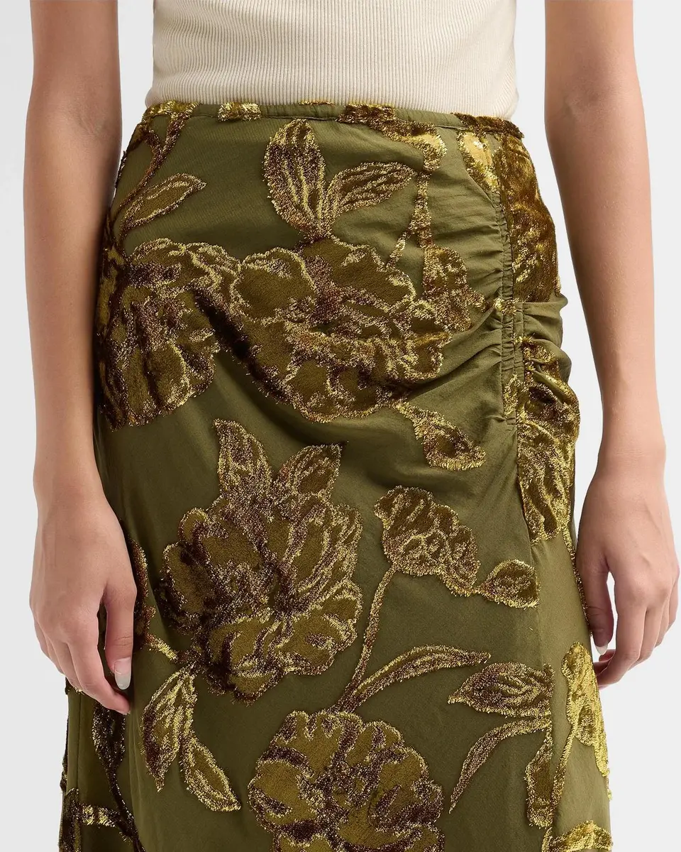 Johnny Was Endora Ruched Floral Velvet Midi Skirt | Thumbnail 5 Johnny Was Endora Ruched Floral Velvet Midi Skirt | Thumbnail 5