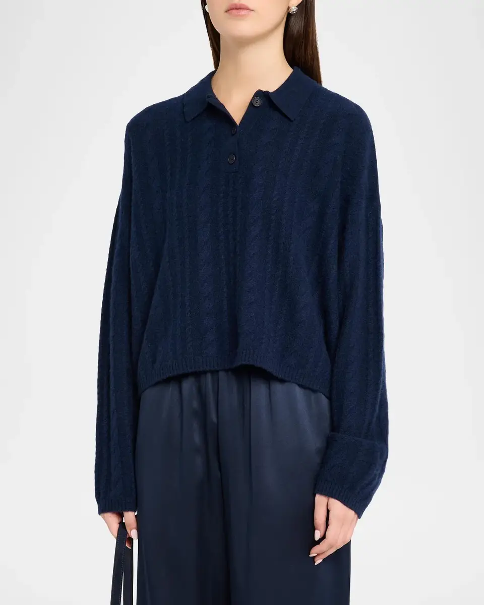 Sablyn Elsie Cable-Knit Cashmere Polo Sweater | Thumbnail 4 Sablyn Elsie Cable-Knit Cashmere Polo Sweater | Thumbnail 4