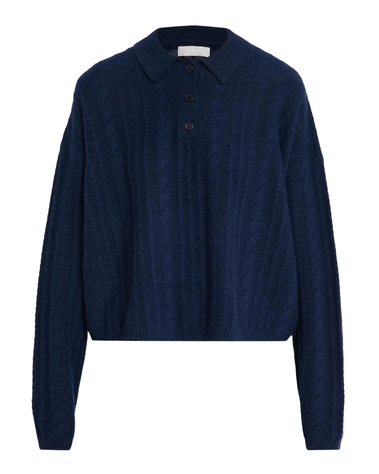 Elsie Cable-Knit Cashmere Polo Sweater Elsie Cable-Knit Cashmere Polo Sweater