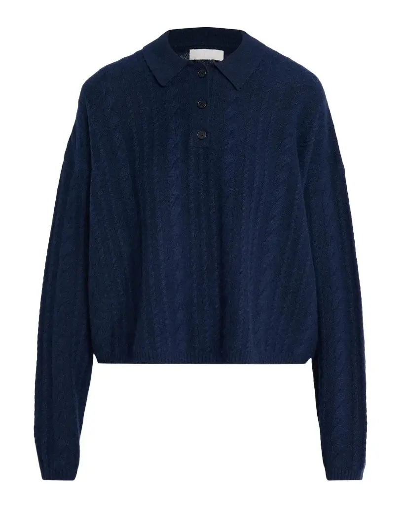 Sablyn Elsie Cable-Knit Cashmere Polo Sweater