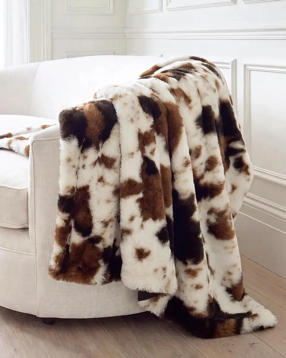 Lyla Grant Cow-Print Faux Fur Throw, 60" x 72" | Thumbnail 5 Lyla Grant Cow-Print Faux Fur Throw, 60" x 72" | Thumbnail 5