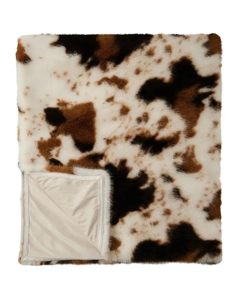 Lyla Grant Cow-Print Faux Fur Throw, 60" x 72"