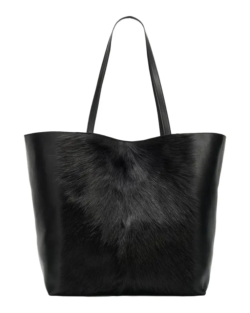 TOTEME Roam Goat Hair & Leather Tote Bag
