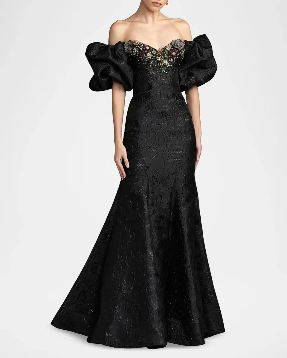 Mac Duggal Beaded Brocade Mermaid Gown | Thumbnail 2 Mac Duggal Beaded Brocade Mermaid Gown | Thumbnail 2