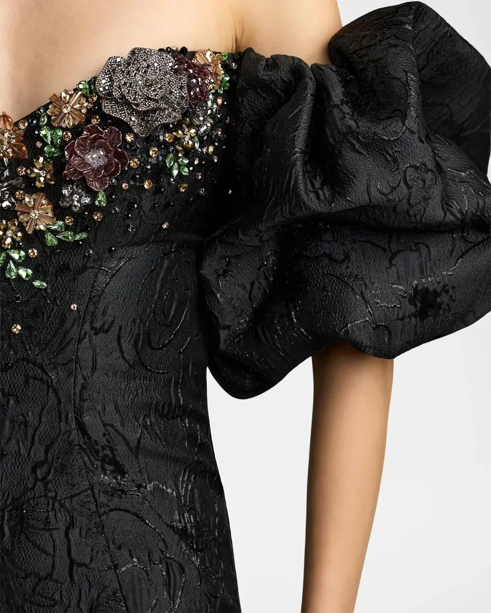 Mac Duggal Beaded Brocade Mermaid Gown | Thumbnail 4 Mac Duggal Beaded Brocade Mermaid Gown | Thumbnail 4