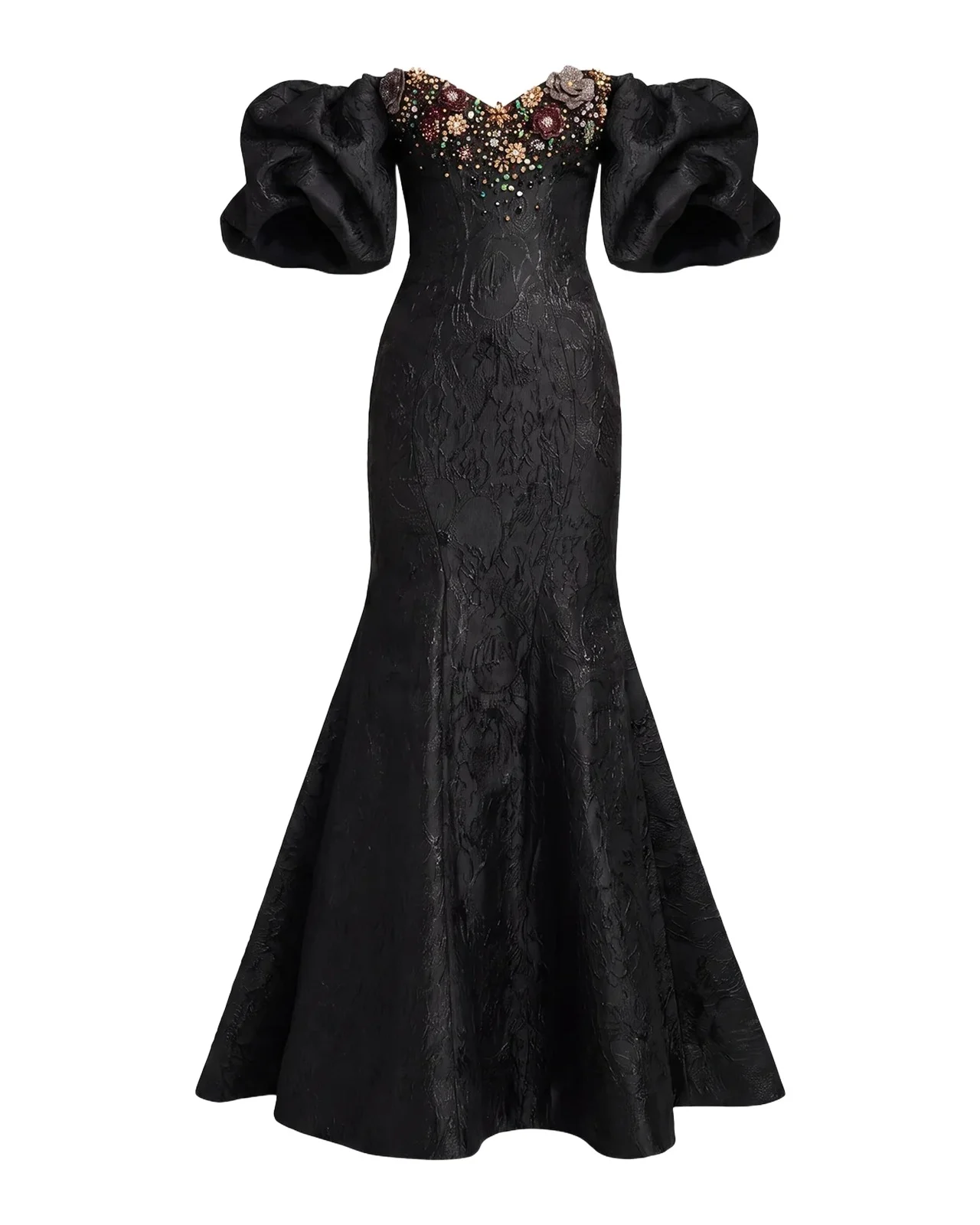 Mac Duggal Beaded Brocade Mermaid Gown