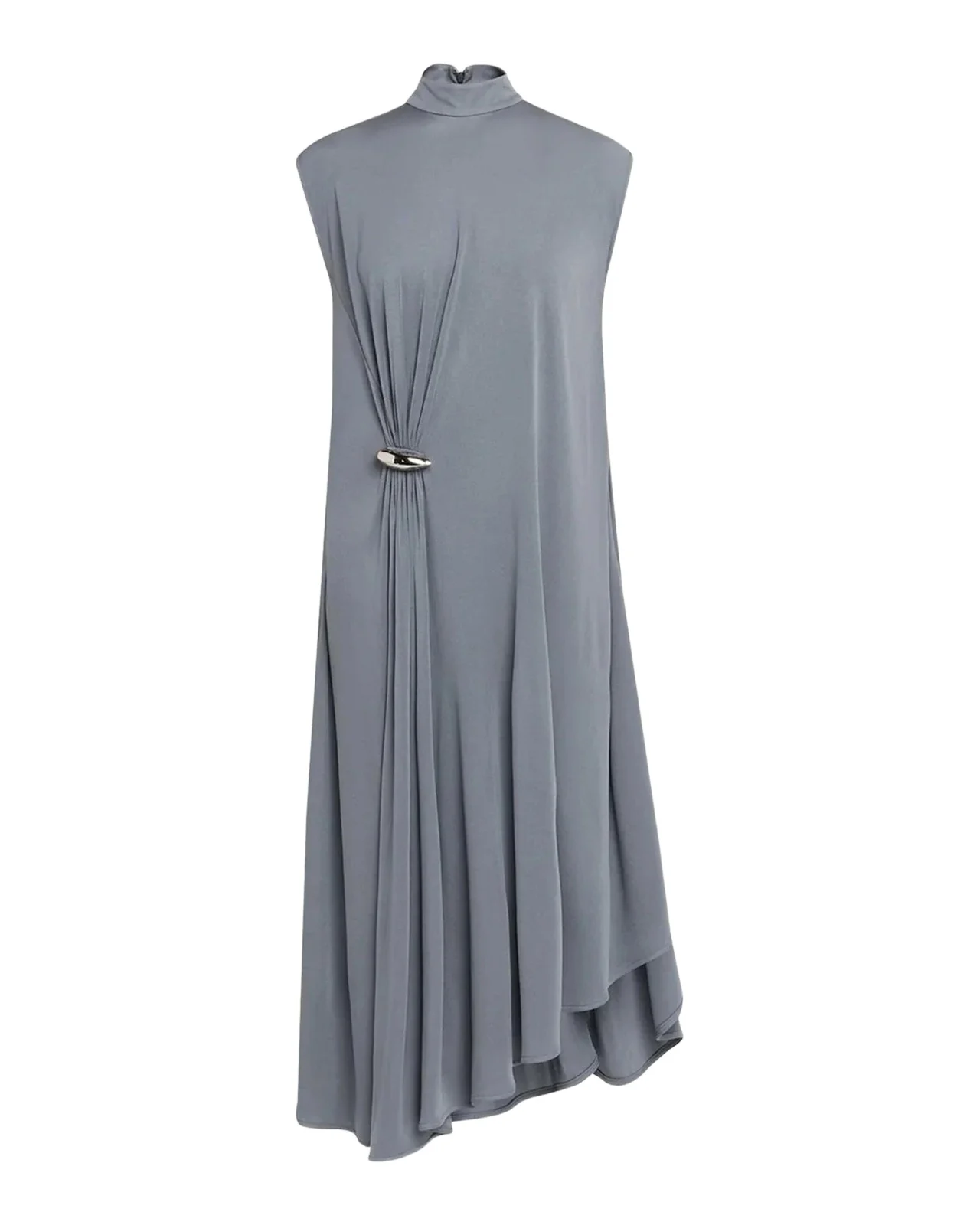 Bottega Veneta Jersey Crêpe Brooch Asymmetric Midi Dress