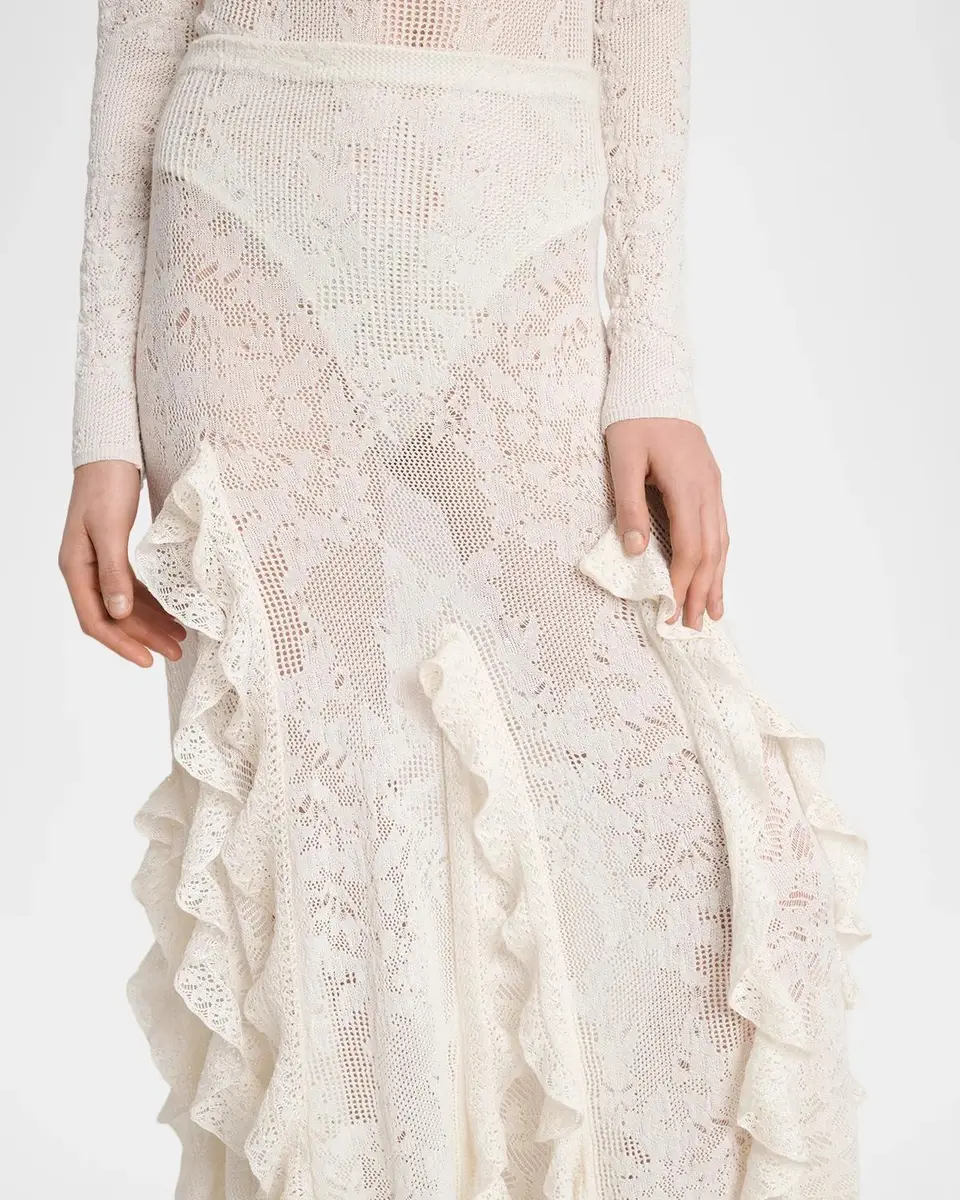 Gabriela Hearst Garnet Silk-Wool Lace Knit Ruffled Maxi Skirt | Thumbnail 5 Gabriela Hearst Garnet Silk-Wool Lace Knit Ruffled Maxi Skirt | Thumbnail 5