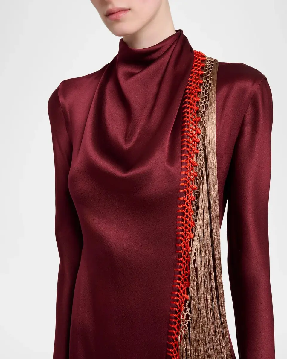 Gabriela Hearst Anne Macrame Fringed Silk Long-Sleeve Maxi Dress | Thumbnail 5 Gabriela Hearst Anne Macrame Fringed Silk Long-Sleeve Maxi Dress | Thumbnail 5