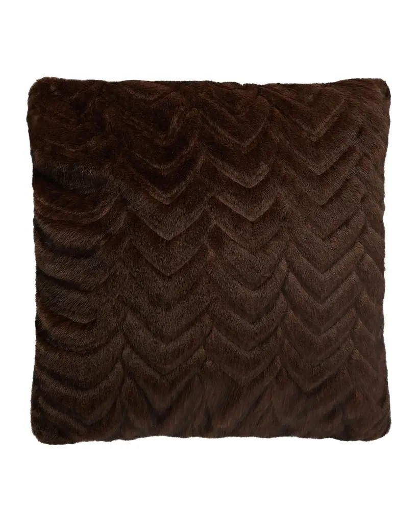 Lyla Grant Chevron Faux Mink Pillow, 20" Square
