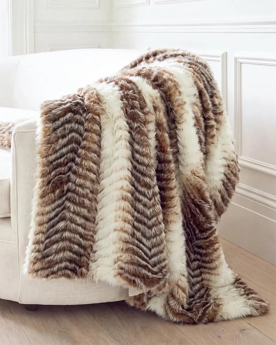 Lyla Grant Chevron Faux Fox Throw, 60" x 72" | Thumbnail 4