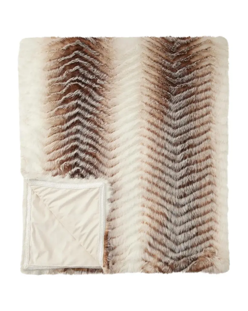 Lyla Grant Chevron Faux Fox Throw, 60" x 72"