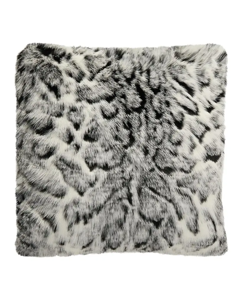 Snow Leopard-Print Faux Fox Pillow, 20" Square Snow Leopard-Print Faux Fox Pillow, 20" Square
