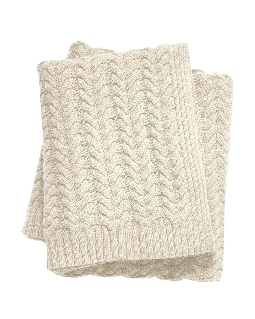 Sofia Cashmere Braided Cable-Knit Throw Blanket