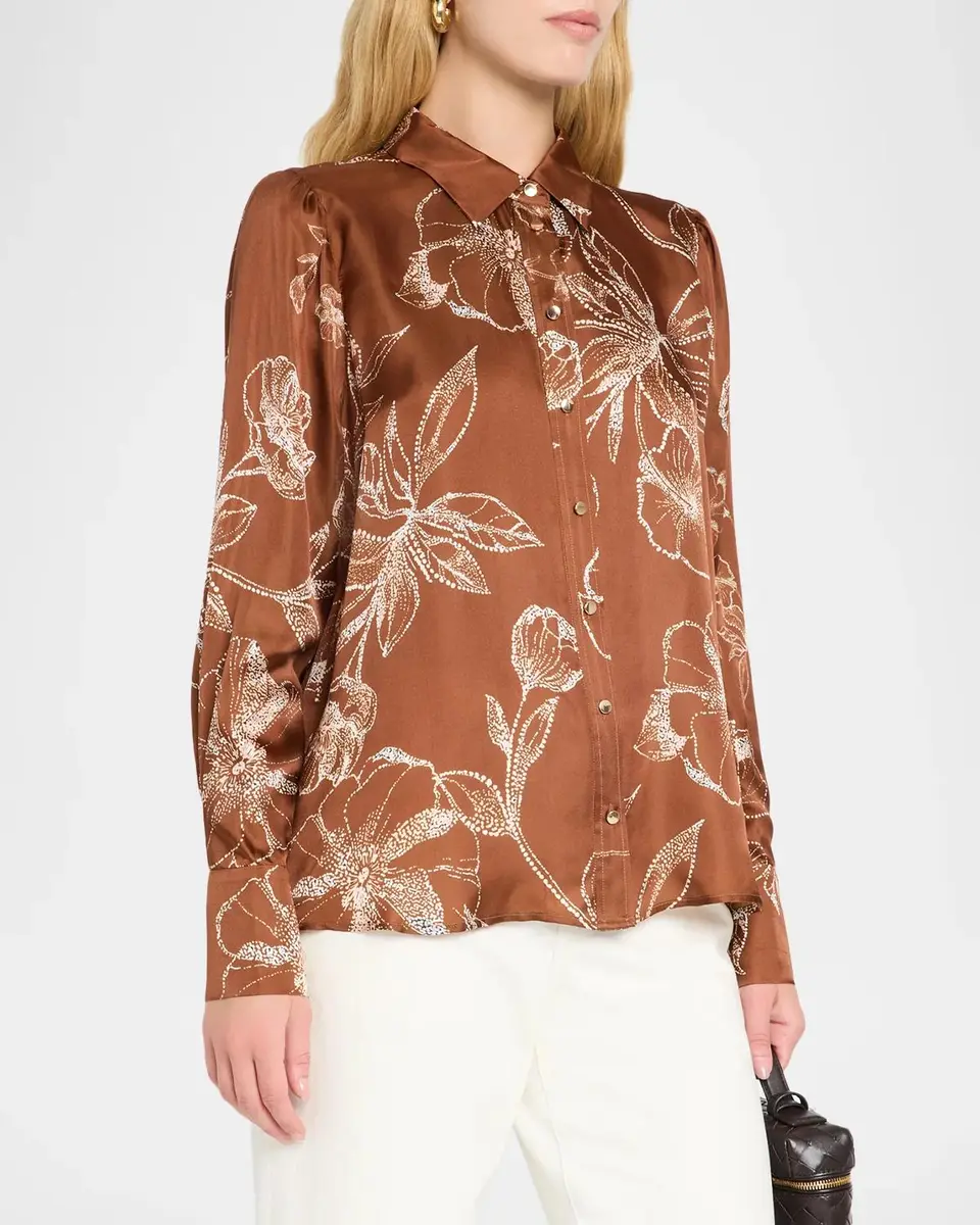 Johnny Was Averi Floral Button-Front Blouse | Thumbnail 4