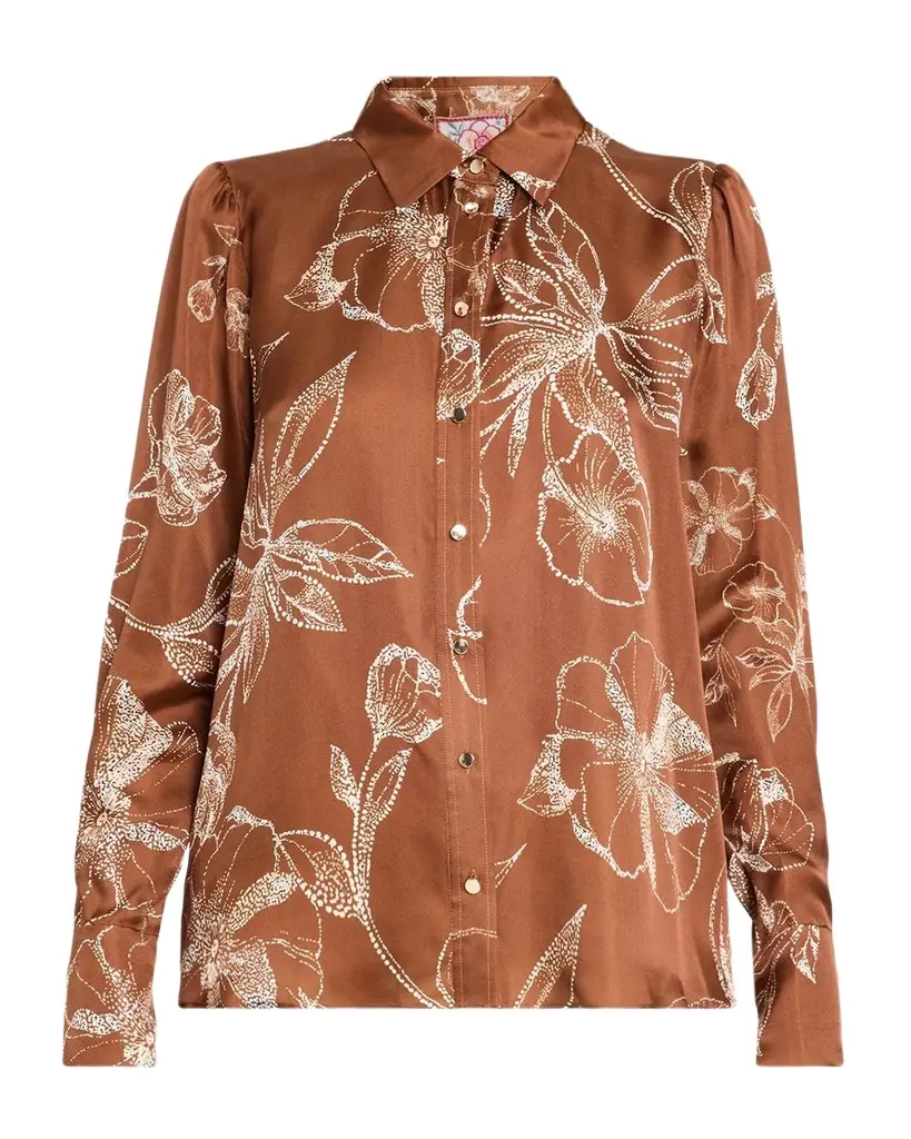 Johnny Was Averi Floral Button-Front Blouse