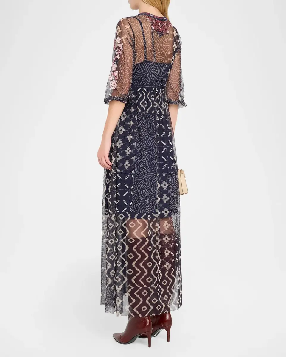 Johnny Was Theia Patchwork-Print Mesh Maxi Dress | Thumbnail 3 Johnny Was Theia Patchwork-Print Mesh Maxi Dress | Thumbnail 3