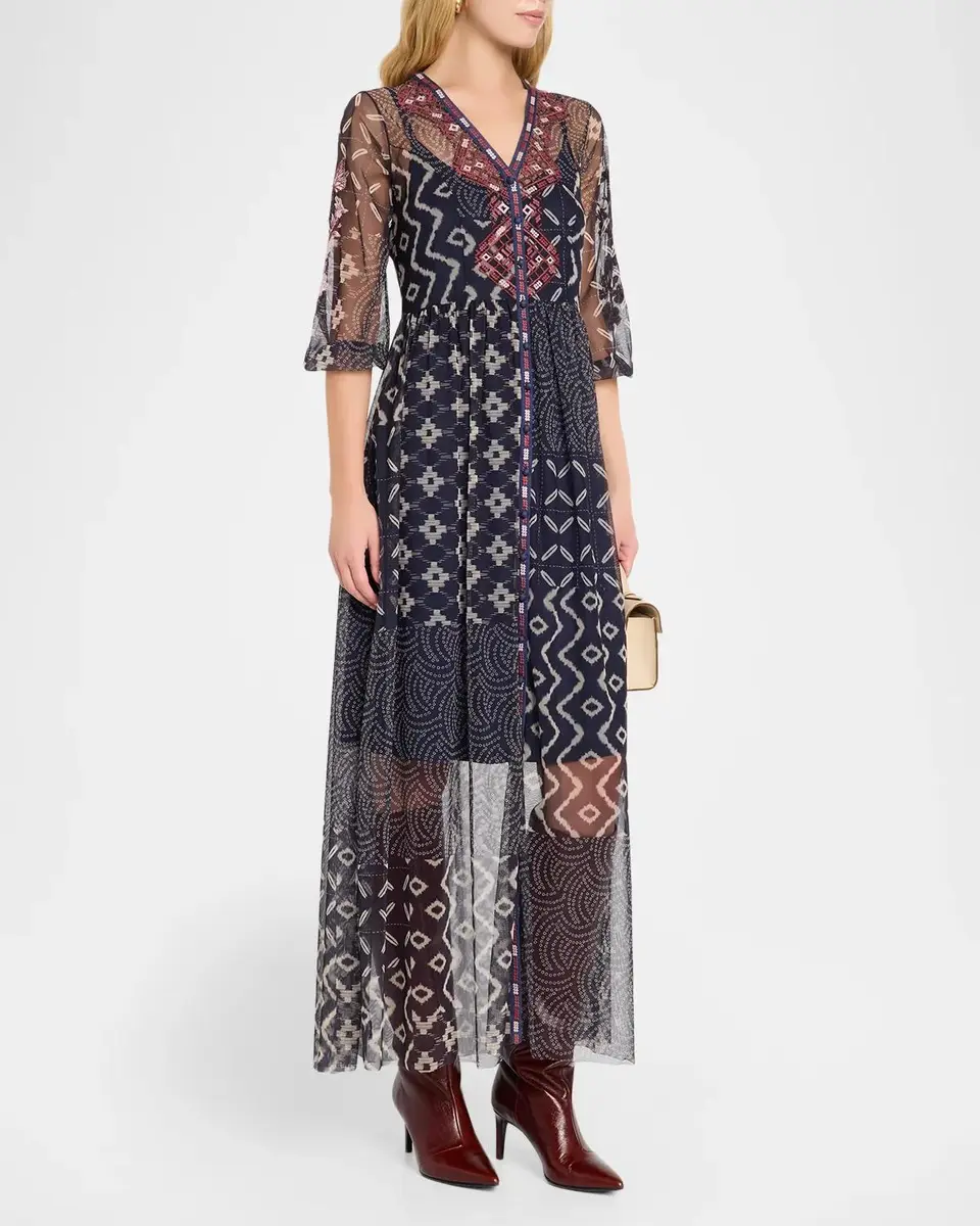 Johnny Was Theia Patchwork-Print Mesh Maxi Dress | Thumbnail 4 Johnny Was Theia Patchwork-Print Mesh Maxi Dress | Thumbnail 4