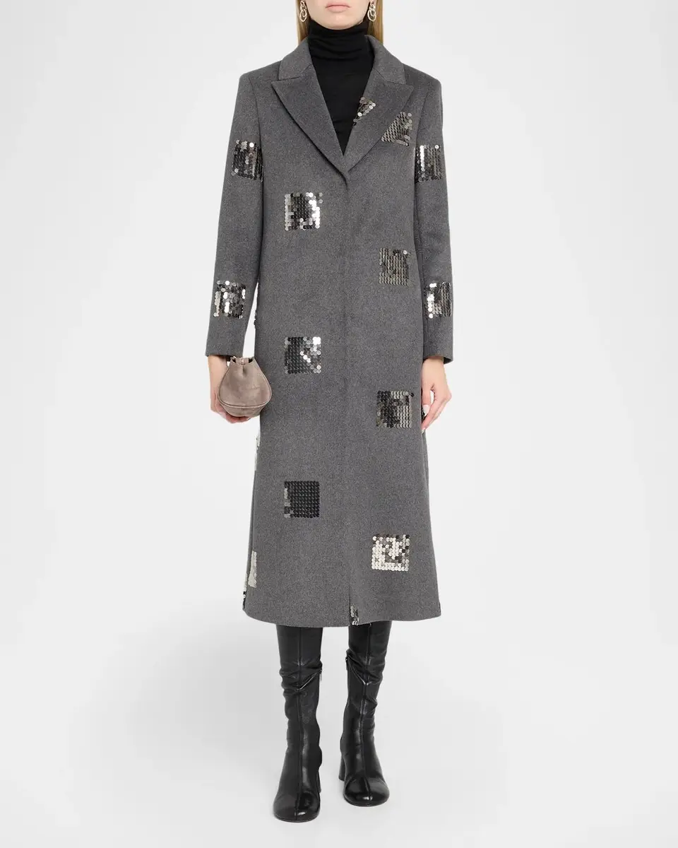 Milly Wanda Sequin Peak-Lapel Coat | Thumbnail 2 Milly Wanda Sequin Peak-Lapel Coat | Thumbnail 2