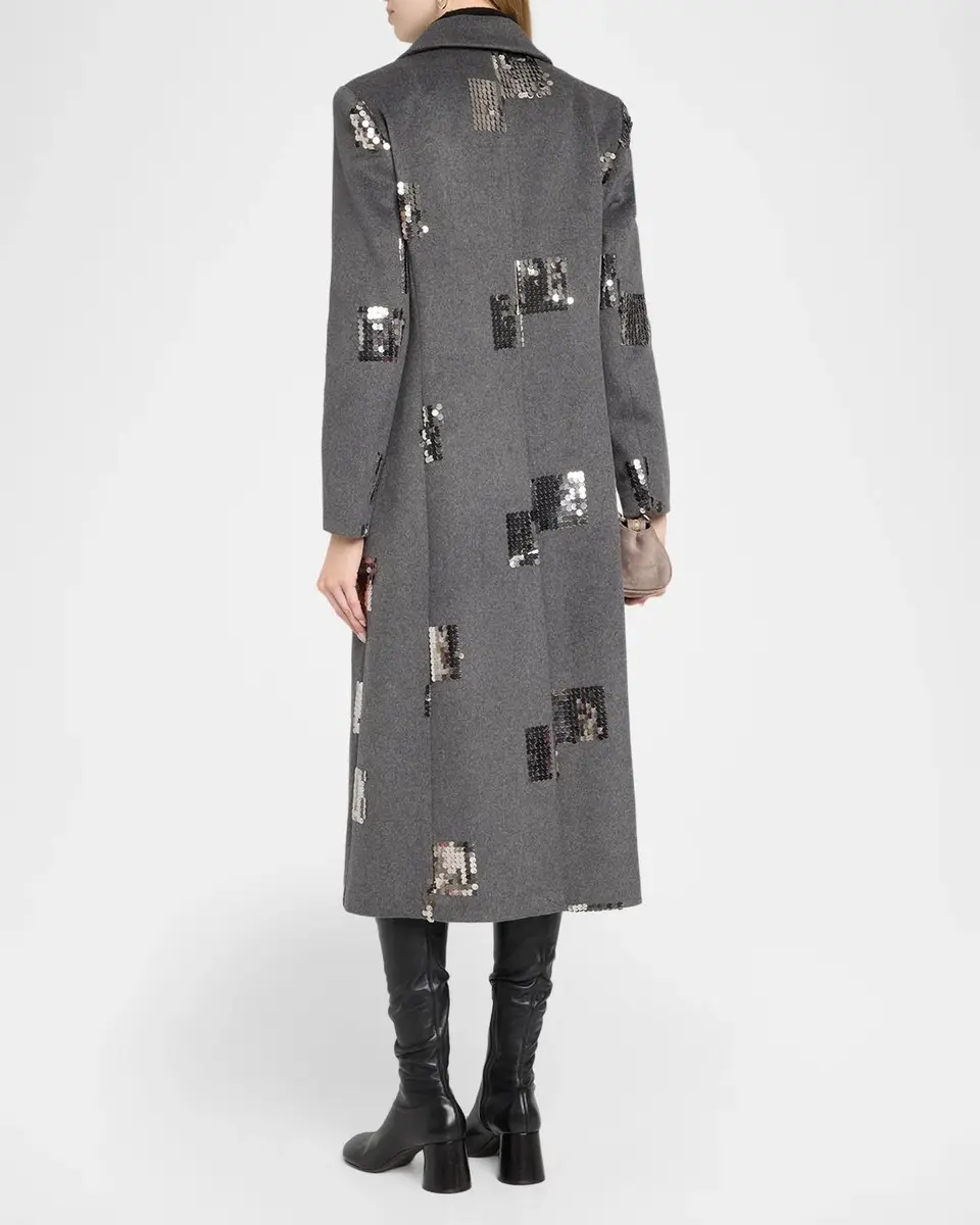 Milly Wanda Sequin Peak-Lapel Coat | Thumbnail 3 Milly Wanda Sequin Peak-Lapel Coat | Thumbnail 3