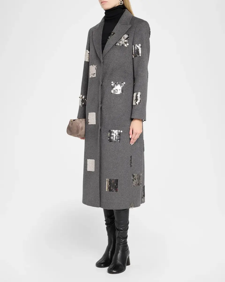 Milly Wanda Sequin Peak-Lapel Coat | Thumbnail 4 Milly Wanda Sequin Peak-Lapel Coat | Thumbnail 4