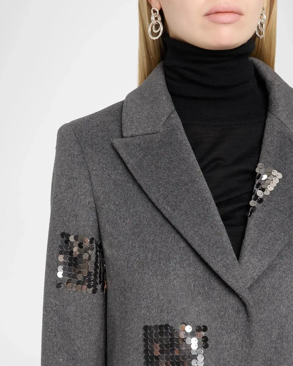 Milly Wanda Sequin Peak-Lapel Coat | Thumbnail 5 Milly Wanda Sequin Peak-Lapel Coat | Thumbnail 5