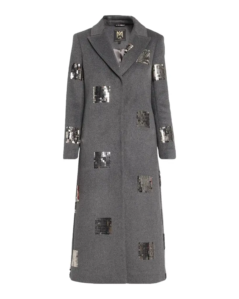 Milly Wanda Sequin Peak-Lapel Coat