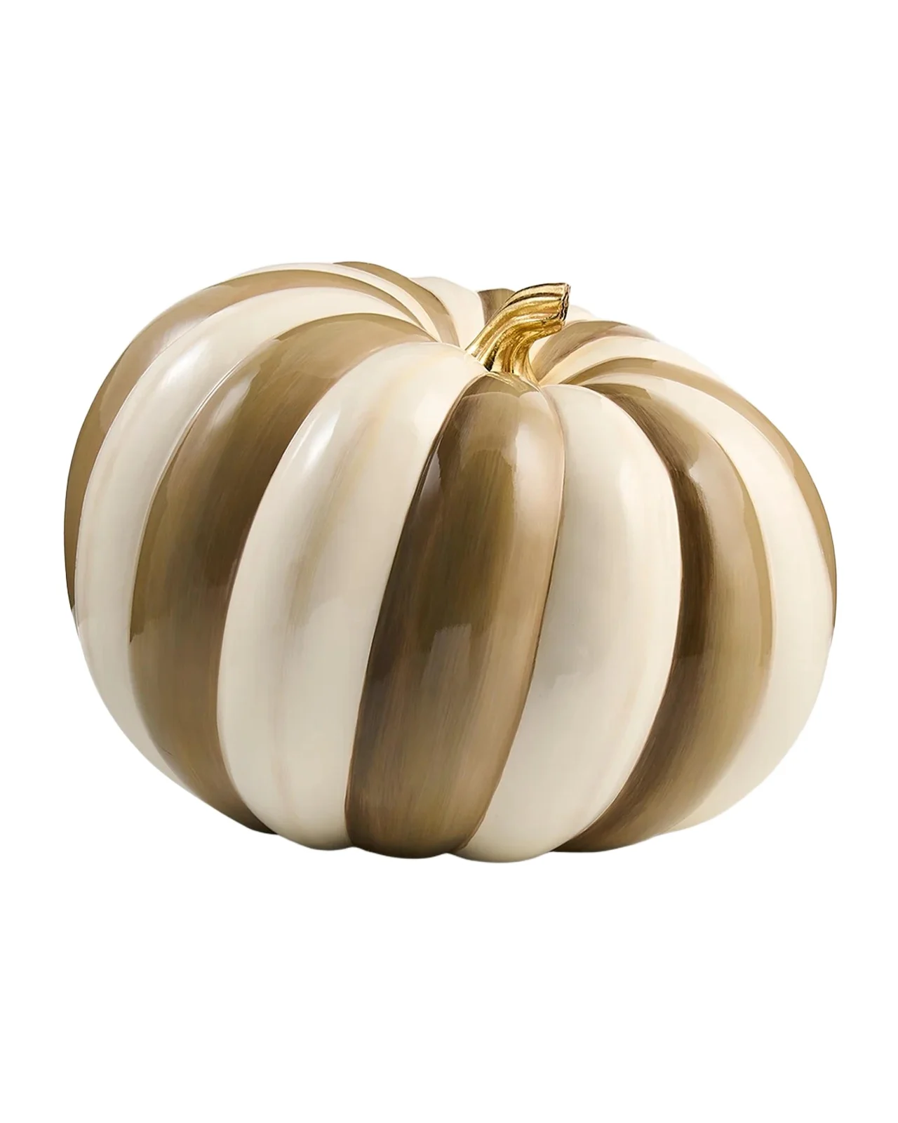 MacKenzie-Childs Extra-Large Mocha Stripe Resin Pumpkin