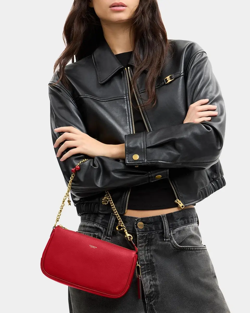 Coach Plaza Leather Shoulder Bag with Charm Chain | Thumbnail 2 Coach Plaza Leather Shoulder Bag with Charm Chain | Thumbnail 2
