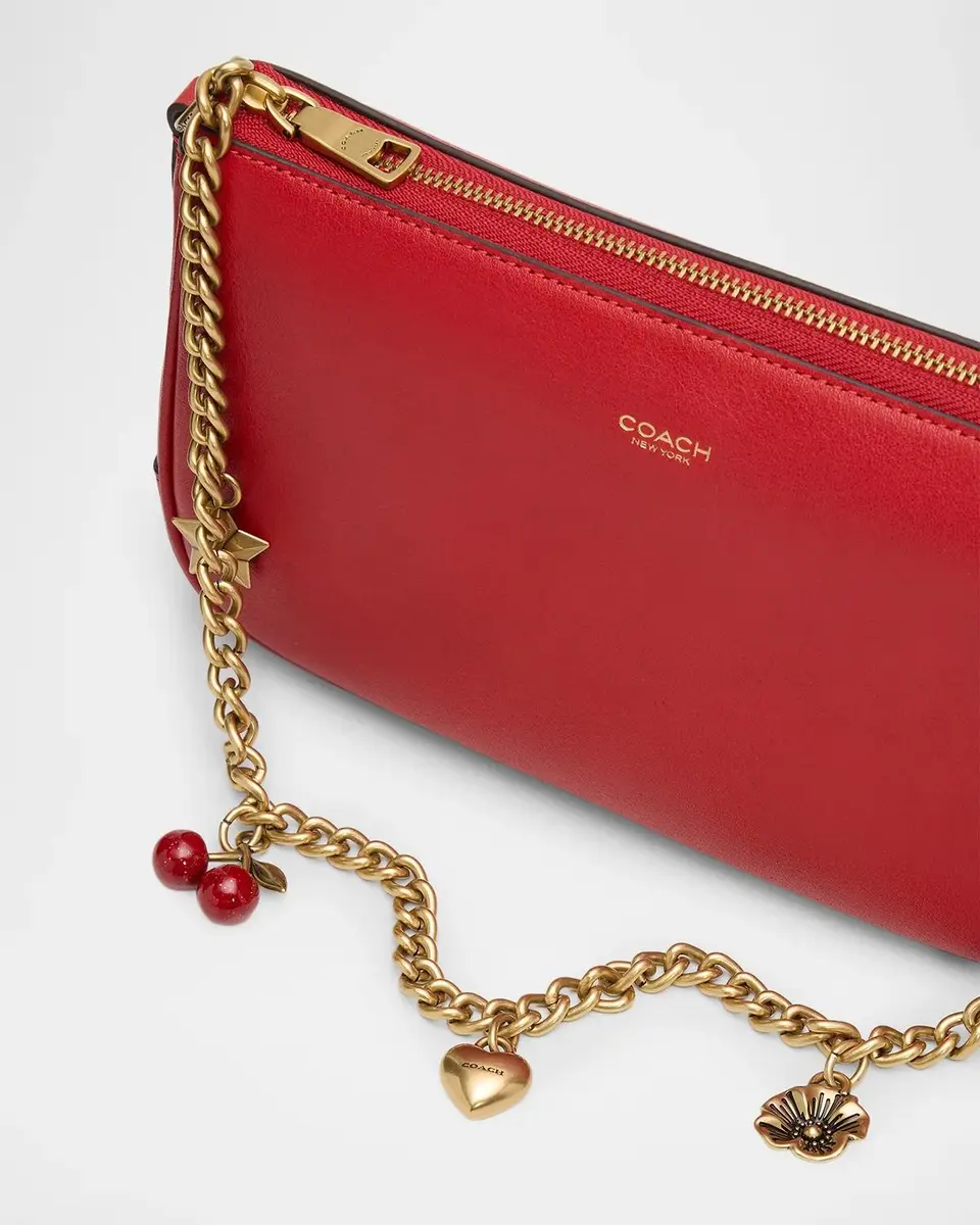 Coach Plaza Leather Shoulder Bag with Charm Chain | Thumbnail 5 Coach Plaza Leather Shoulder Bag with Charm Chain | Thumbnail 5