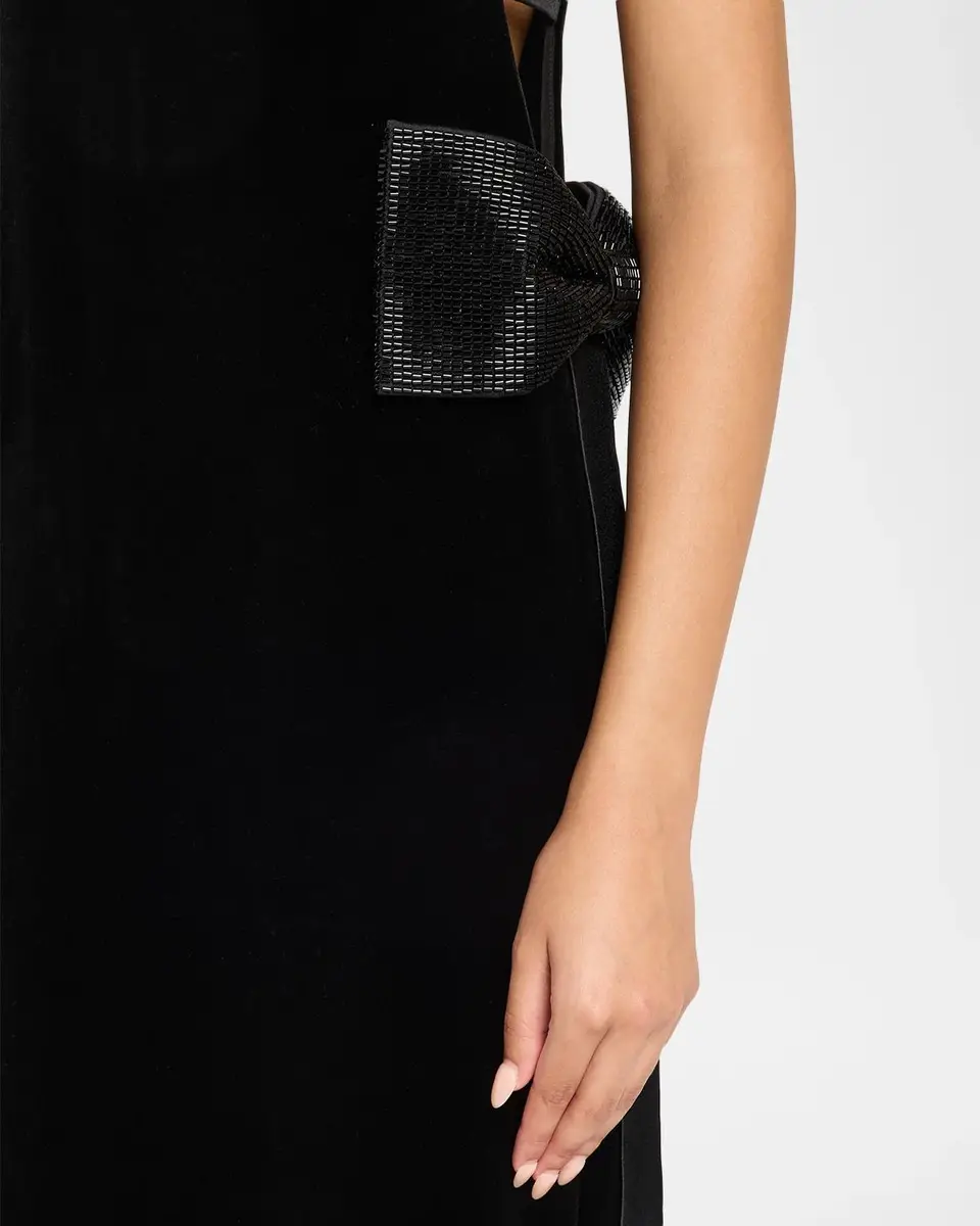Self-Portrait Velvet Embellished Bow Maxi Dress | Thumbnail 5 Self-Portrait Velvet Embellished Bow Maxi Dress | Thumbnail 5