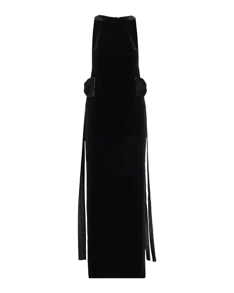 Self-Portrait Velvet Embellished Bow Maxi Dress