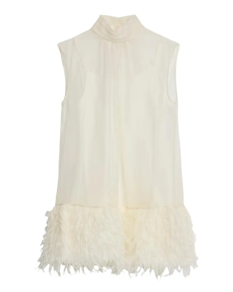 Shirya Feather-Trimmed Organza Mini Dress Shirya Feather-Trimmed Organza Mini Dress