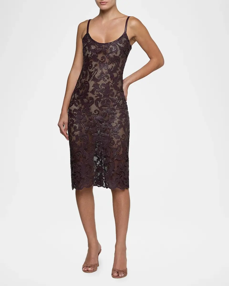 L'Agence Kazuko Laser-Cut Mesh Knee-Length Dress | Thumbnail 2 L'Agence Kazuko Laser-Cut Mesh Knee-Length Dress | Thumbnail 2