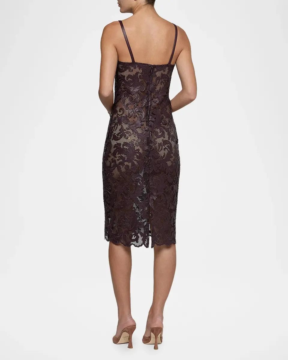 L'Agence Kazuko Laser-Cut Mesh Knee-Length Dress | Thumbnail 3 L'Agence Kazuko Laser-Cut Mesh Knee-Length Dress | Thumbnail 3