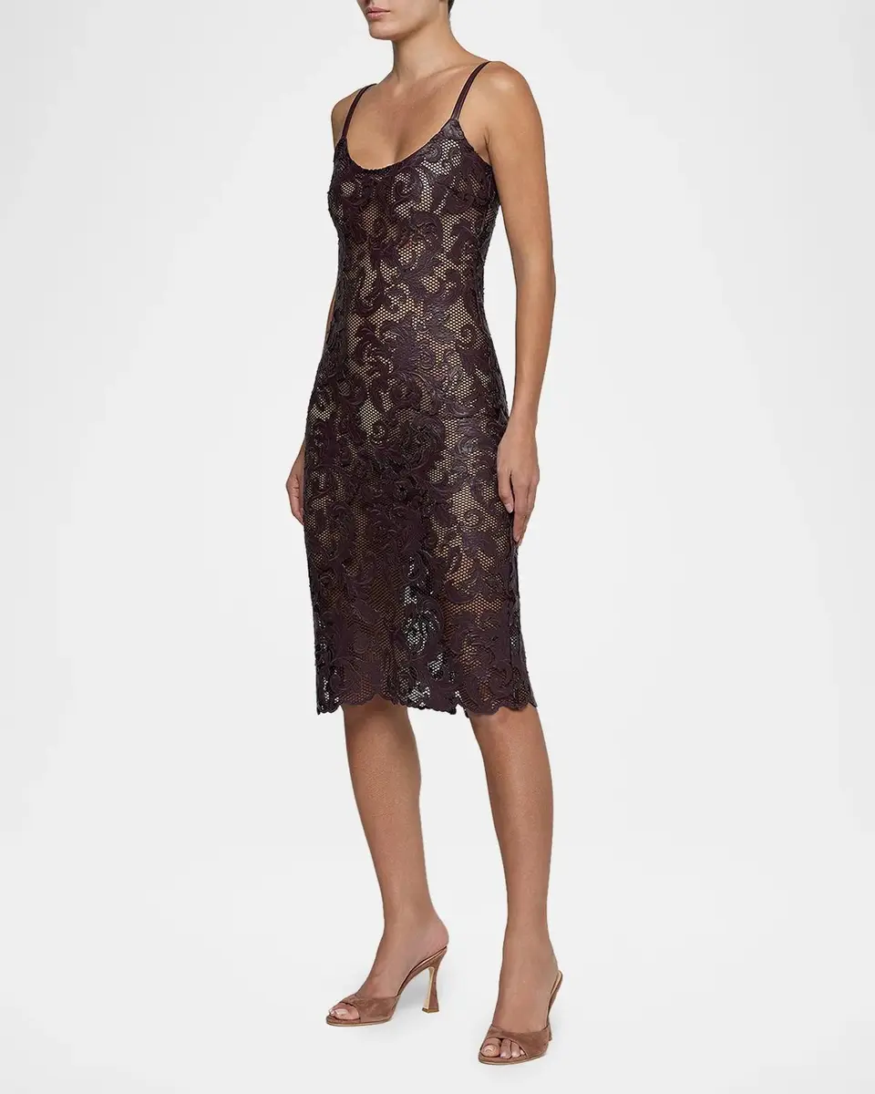 L'Agence Kazuko Laser-Cut Mesh Knee-Length Dress | Thumbnail 4 L'Agence Kazuko Laser-Cut Mesh Knee-Length Dress | Thumbnail 4