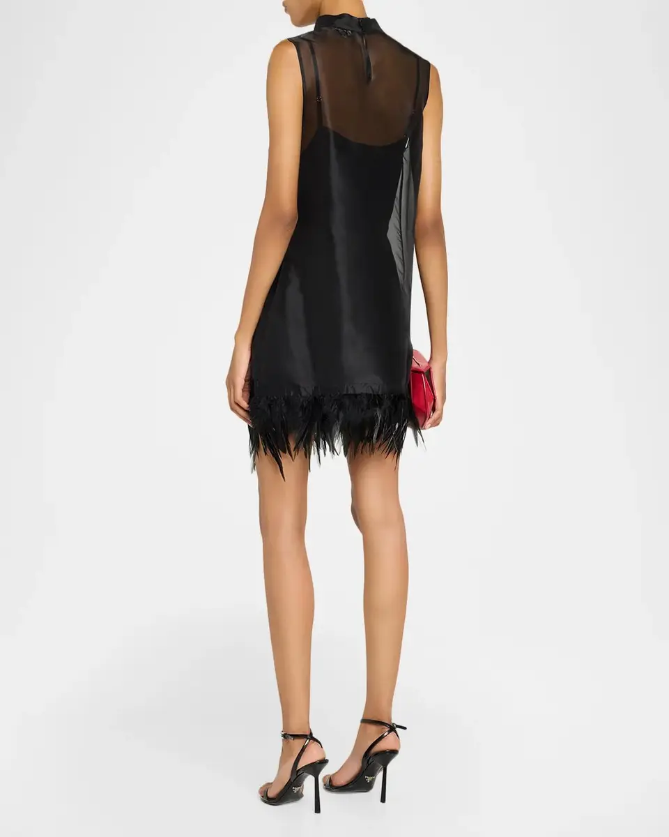 Staud Albee Feather-Embellished Silk Mini Dress | Thumbnail 3 Staud Albee Feather-Embellished Silk Mini Dress | Thumbnail 3